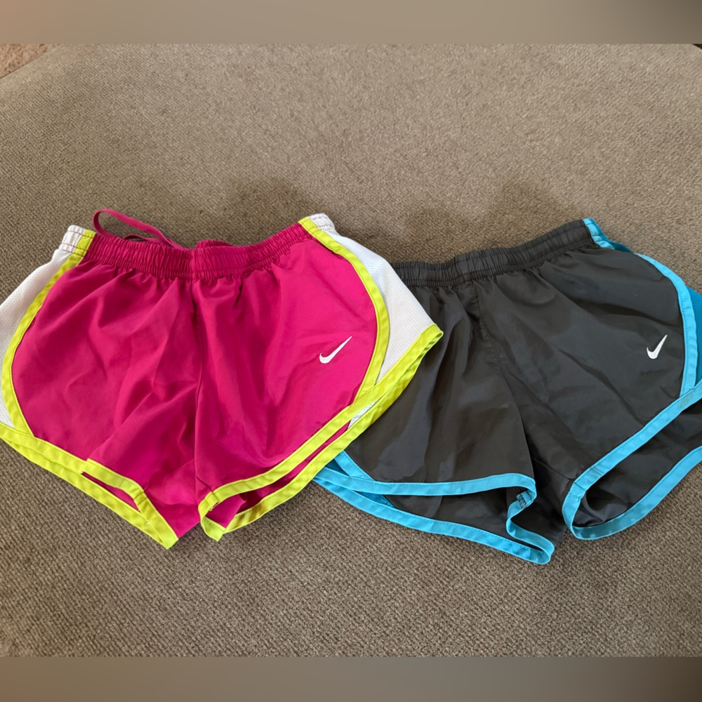 Nike Girl’s Athletic Shorts - Pink, Grey, and Blue